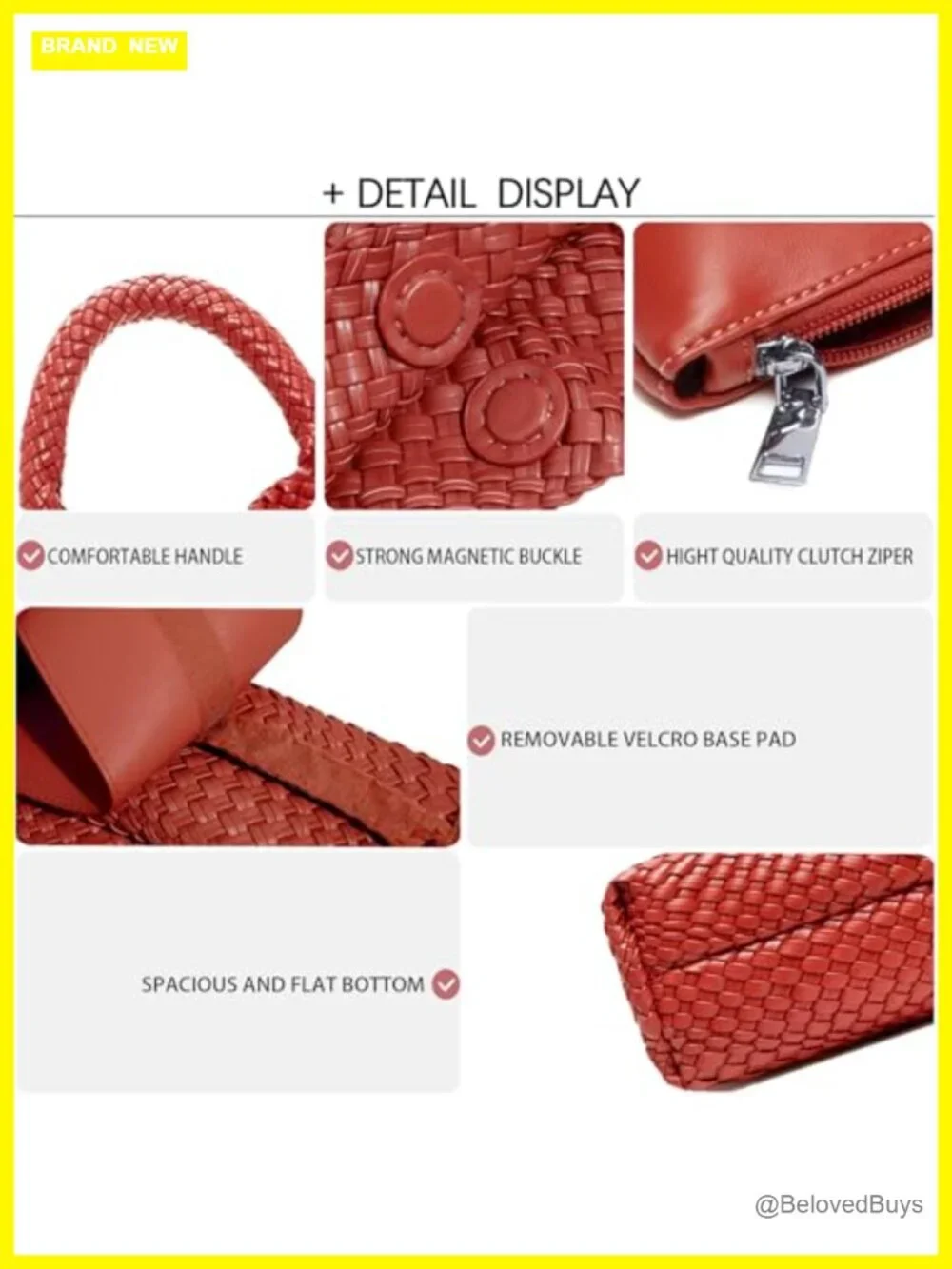 Woven Vegan Leather Hobo Tote Shoulder Bag with Purse